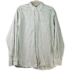 Ivy Crew Mens Button Down Shirt Large Green White Check Oxford